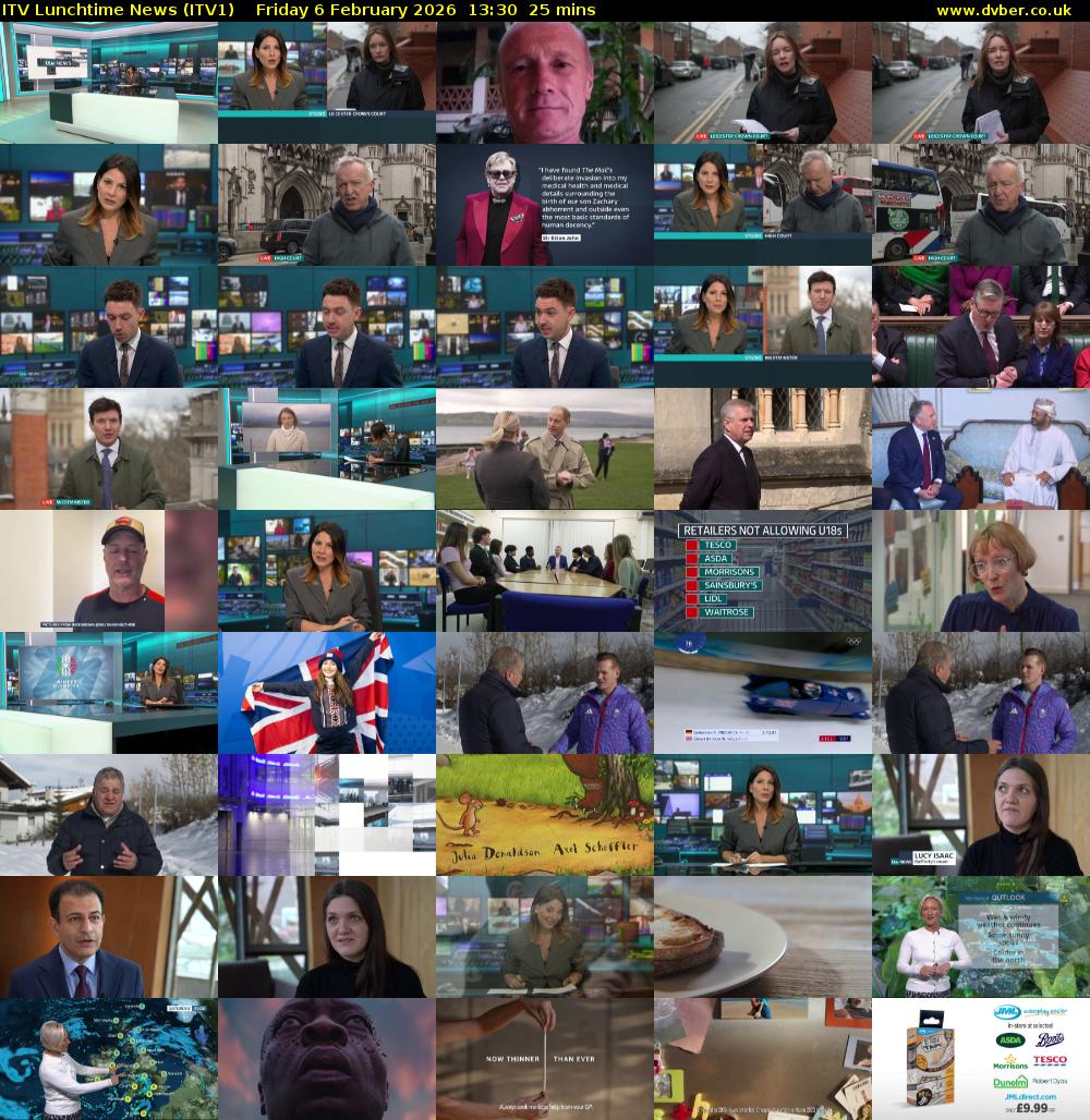 ITV Lunchtime News (ITV1) Friday 6 February 2026 13:30 - 13:55
