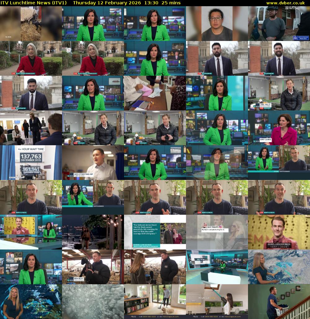 ITV Lunchtime News (ITV1) Thursday 12 February 2026 13:30 - 13:55