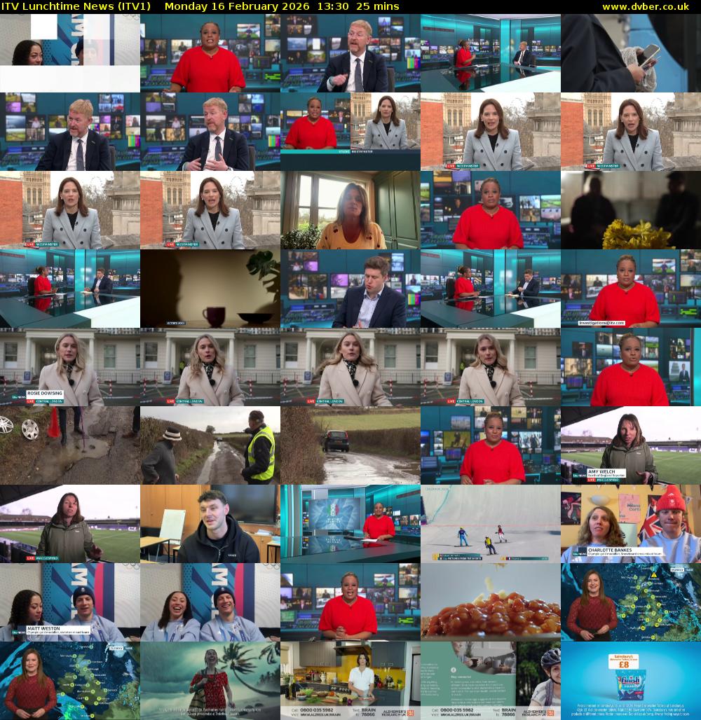 ITV Lunchtime News (ITV1) Monday 16 February 2026 13:30 - 13:55