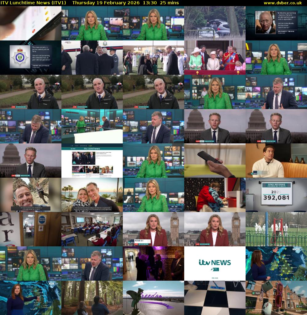 ITV Lunchtime News (ITV1) Thursday 19 February 2026 13:30 - 13:55