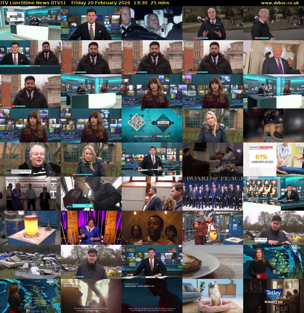 ITV Lunchtime News (ITV1) Friday 20 February 2026 13:30 - 13:55