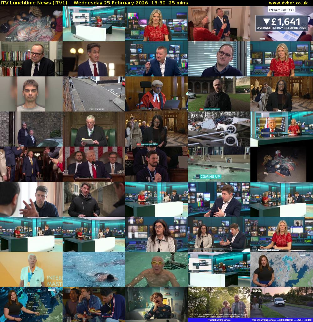 ITV Lunchtime News (ITV1) Wednesday 25 February 2026 13:30 - 13:55