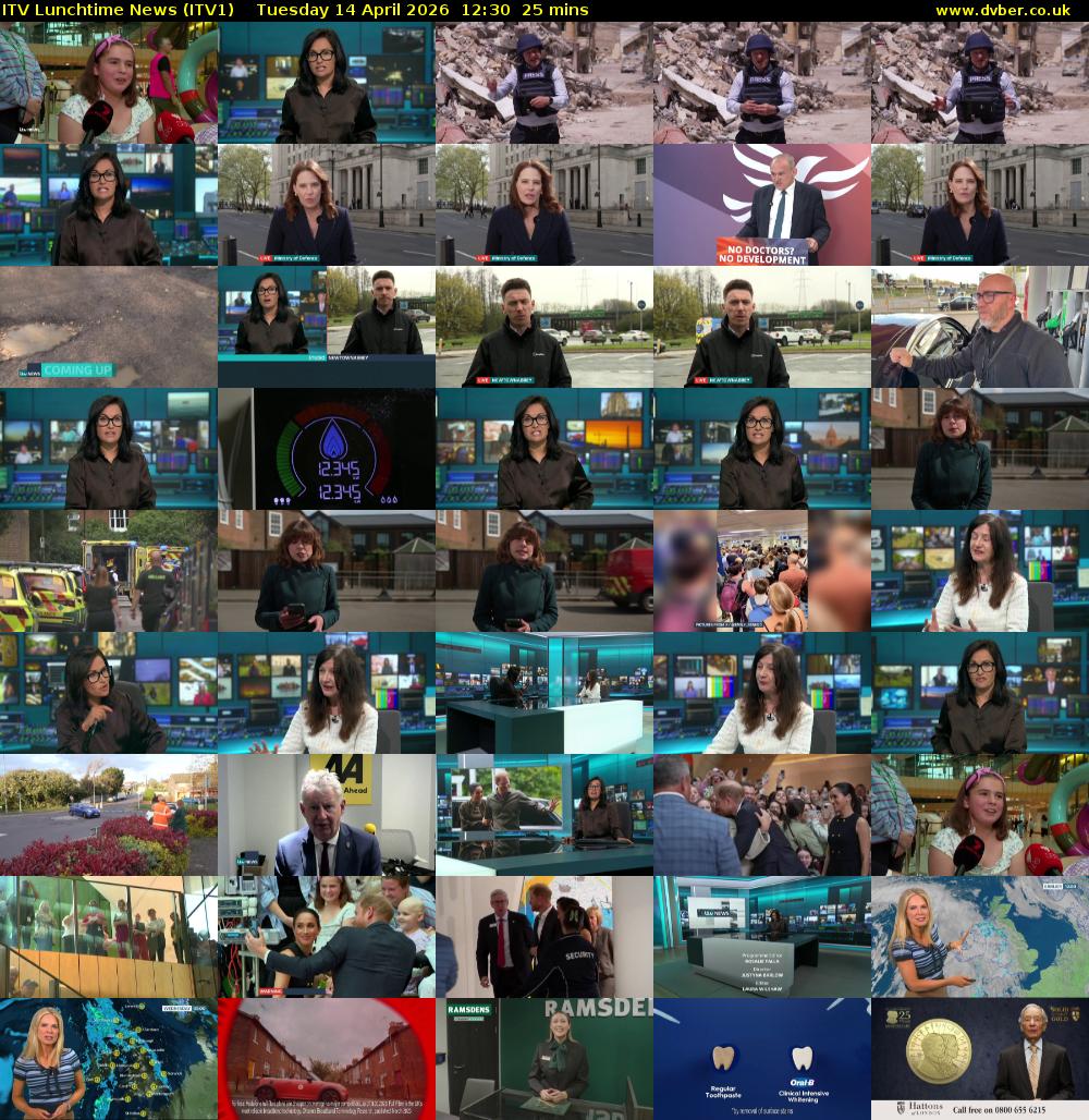 ITV Lunchtime News (ITV1) Tuesday 14 April 2026 12:30 - 12:55