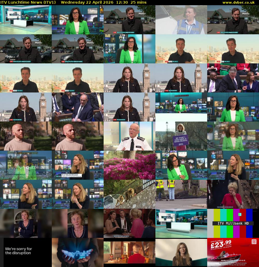 ITV Lunchtime News (ITV1) Wednesday 22 April 2026 12:30 - 12:55