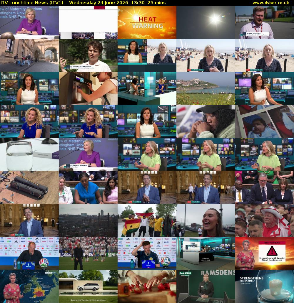 ITV Lunchtime News (ITV1) Wednesday 24 June 2026 13:30 - 13:55