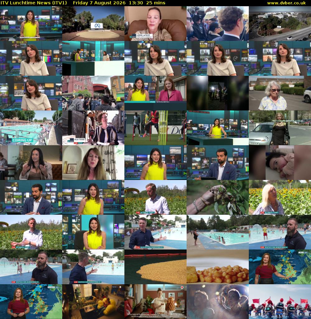 ITV Lunchtime News (ITV1) Friday 7 August 2026 13:30 - 13:55