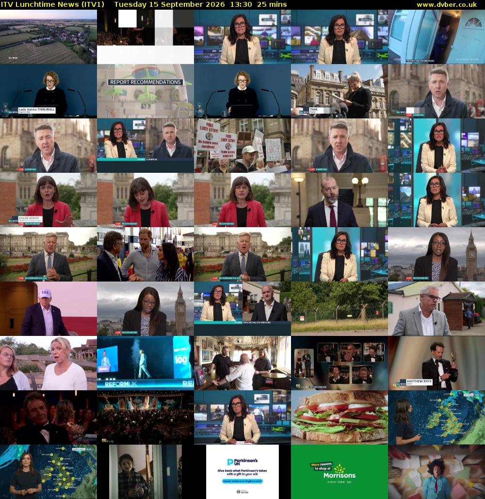 ITV Lunchtime News (ITV1) Tuesday 15 September 2026 13:30 - 13:55