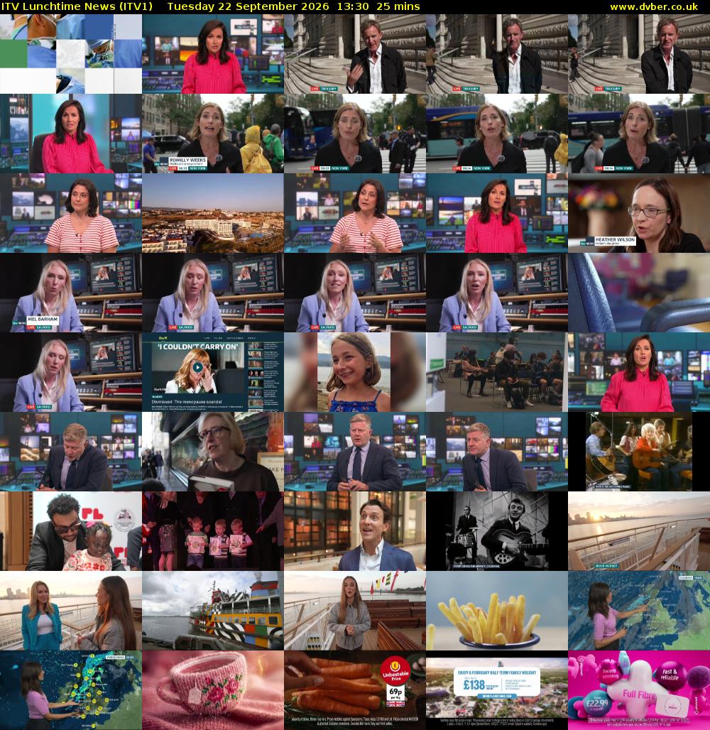 ITV Lunchtime News (ITV1) Tuesday 22 September 2026 13:30 - 13:55