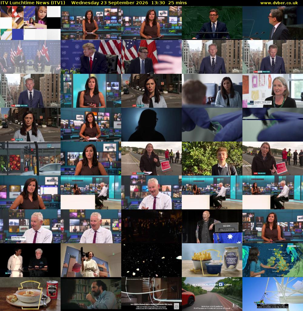 ITV Lunchtime News (ITV1) Wednesday 23 September 2026 13:30 - 13:55