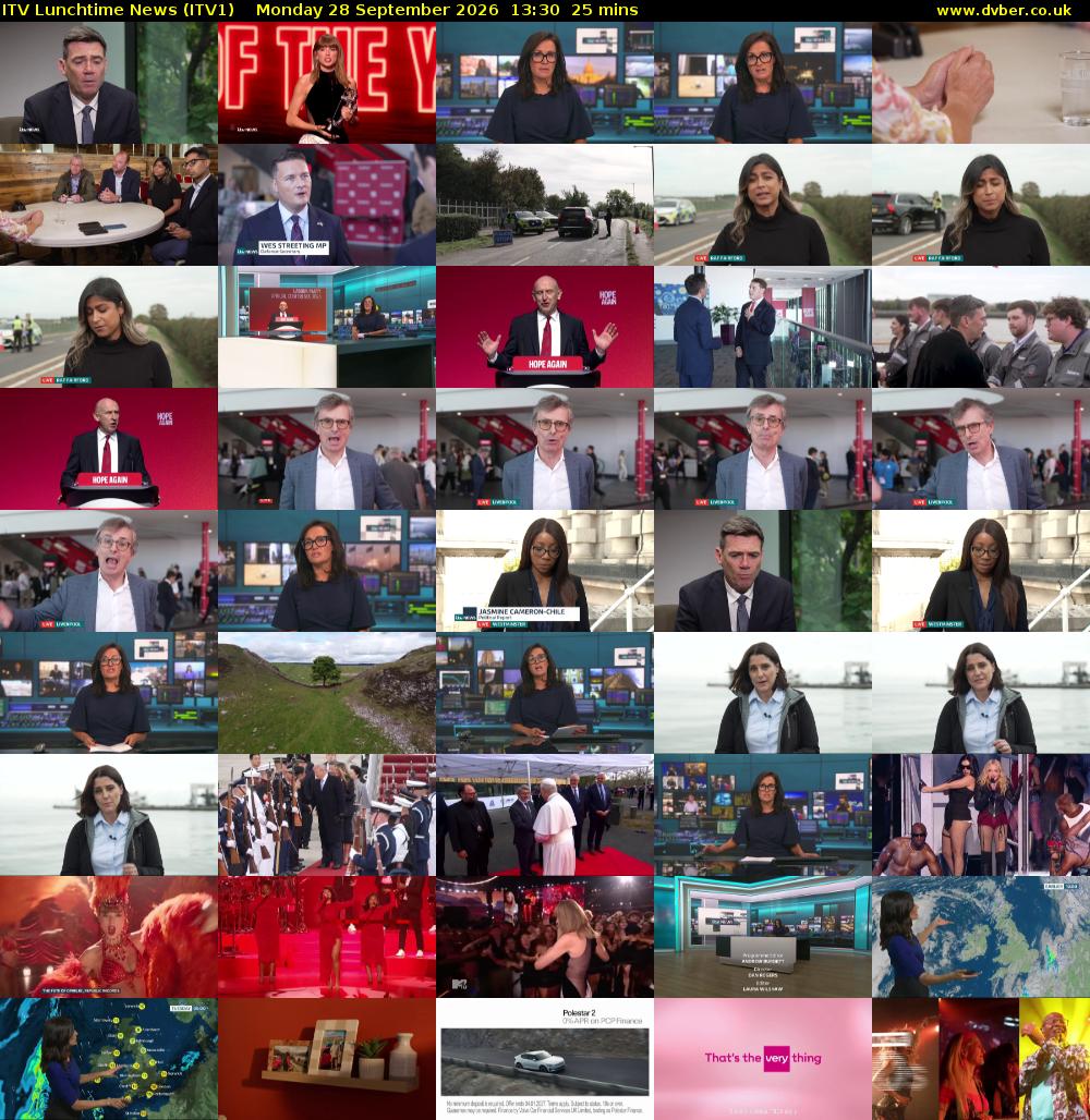 ITV Lunchtime News (ITV1) Monday 28 September 2026 13:30 - 13:55