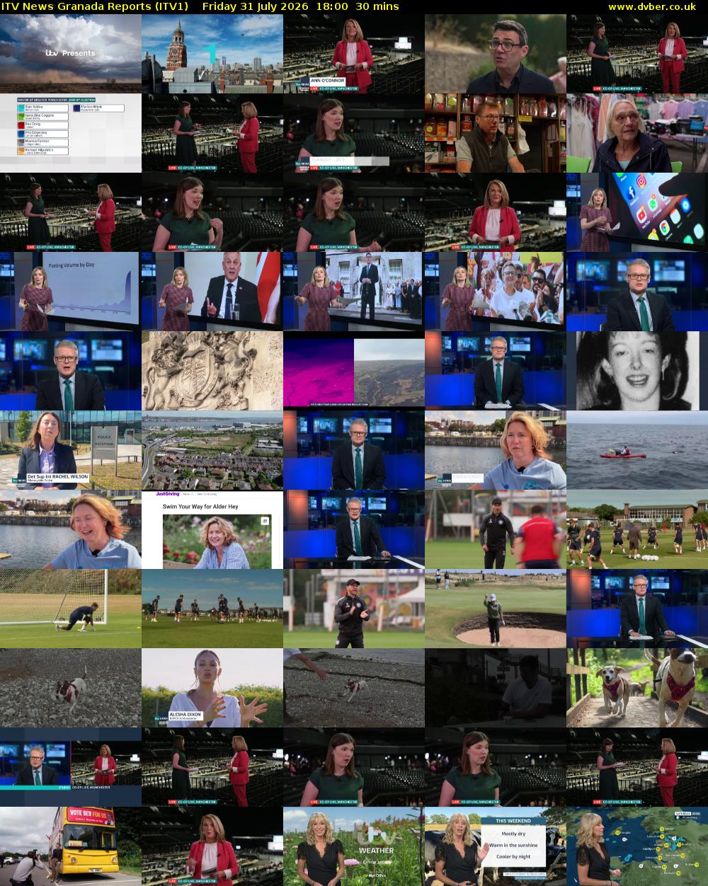 ITV News Granada Reports (ITV1) Friday 31 July 2026 18:00 - 18:30