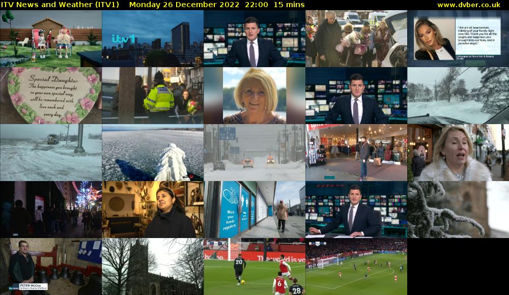 ITV News and Weather (ITV1) Monday 26 December 2022 22:00 - 22:15