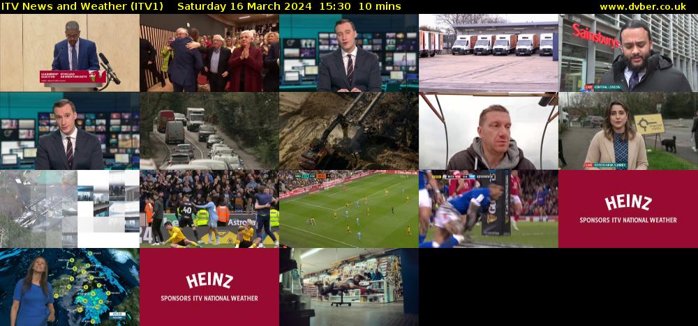 ITV News and Weather (ITV1) Saturday 16 March 2024 15:30 - 15:40