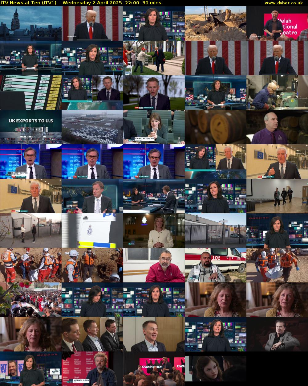 ITV News at Ten (ITV1) Wednesday 2 April 2025 22:00 - 22:30