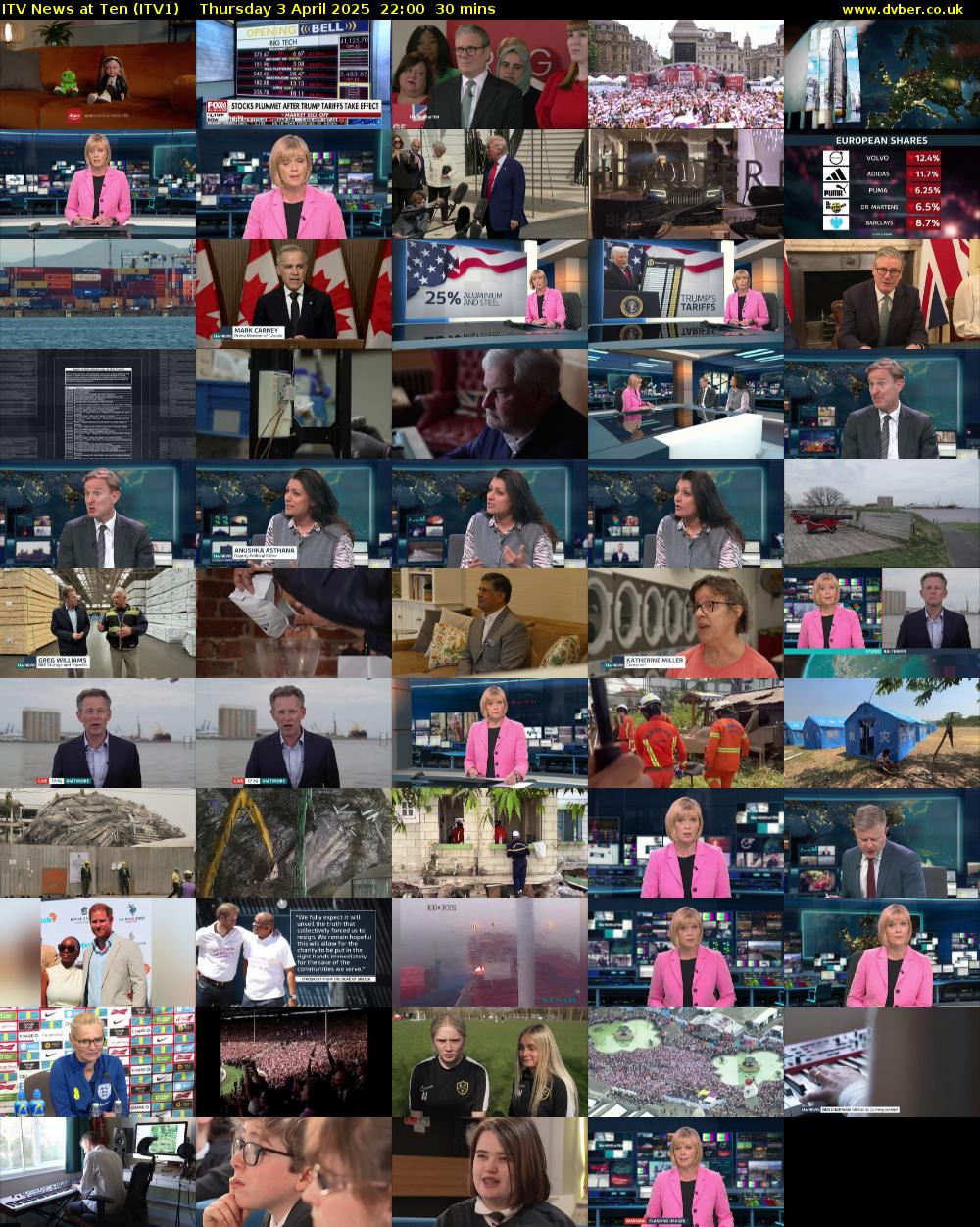 ITV News at Ten (ITV1) Thursday 3 April 2025 22:00 - 22:30