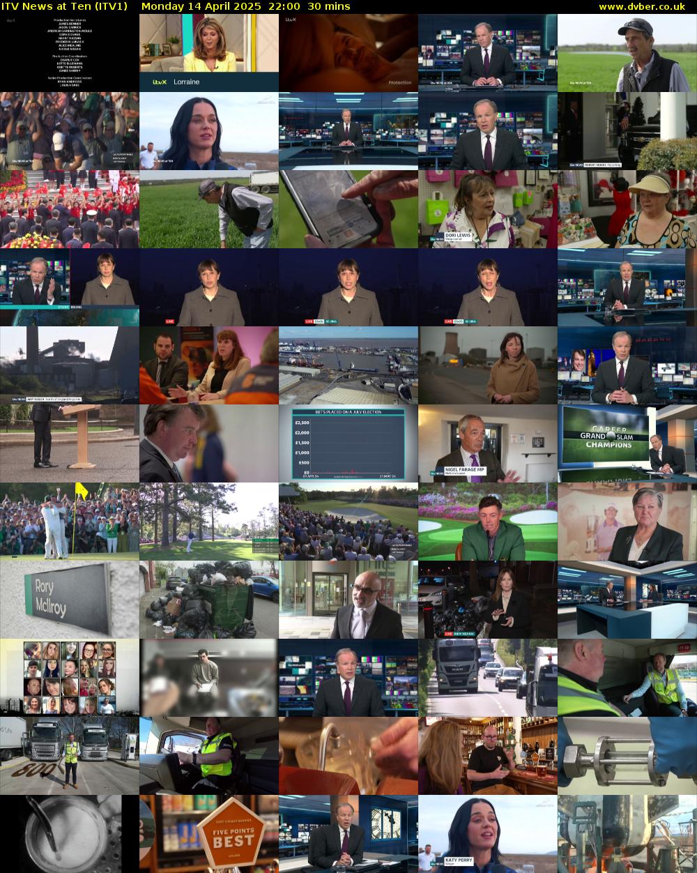 ITV News at Ten (ITV1) Monday 14 April 2025 22:00 - 22:30