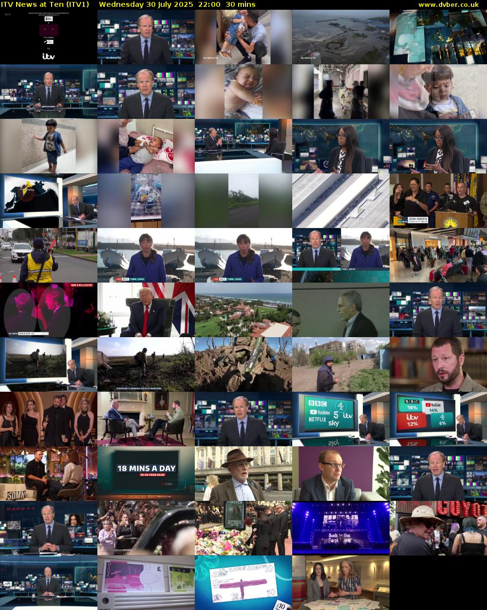 ITV News at Ten (ITV1) Wednesday 30 July 2025 22:00 - 22:30