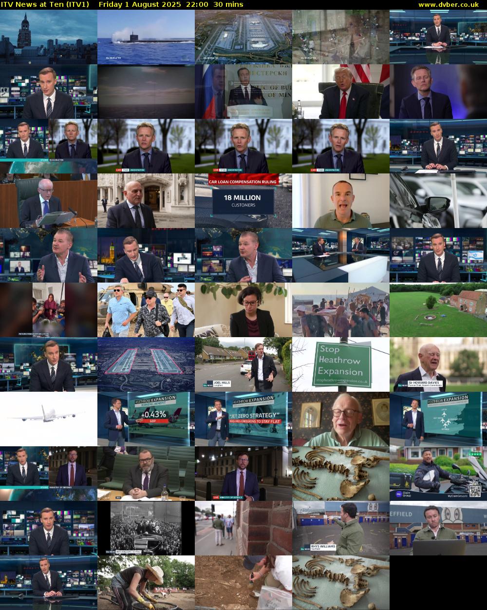 ITV News at Ten (ITV1) Friday 1 August 2025 22:00 - 22:30