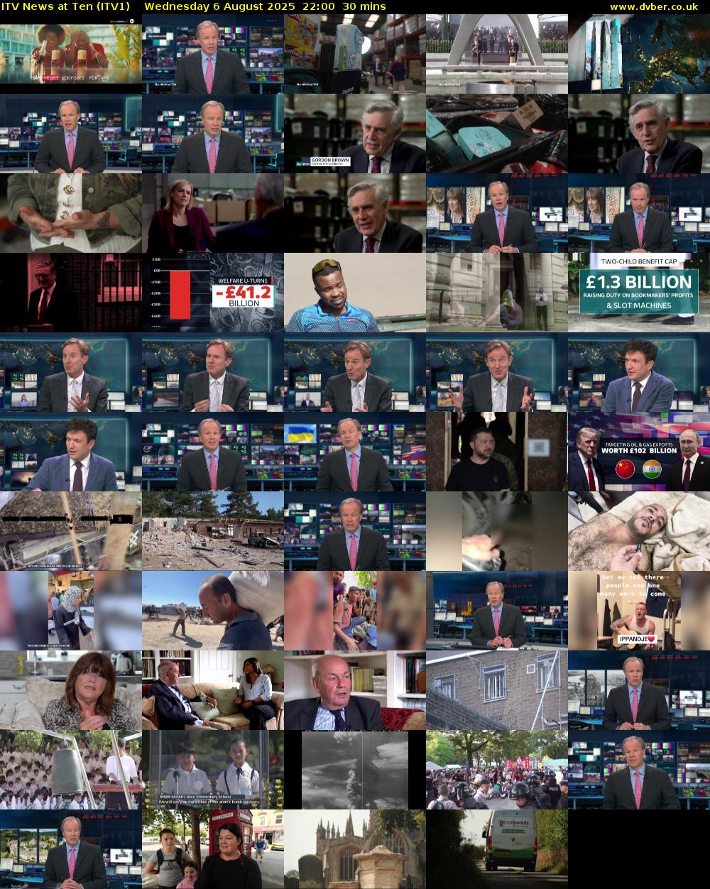 ITV News at Ten (ITV1) Wednesday 6 August 2025 22:00 - 22:30