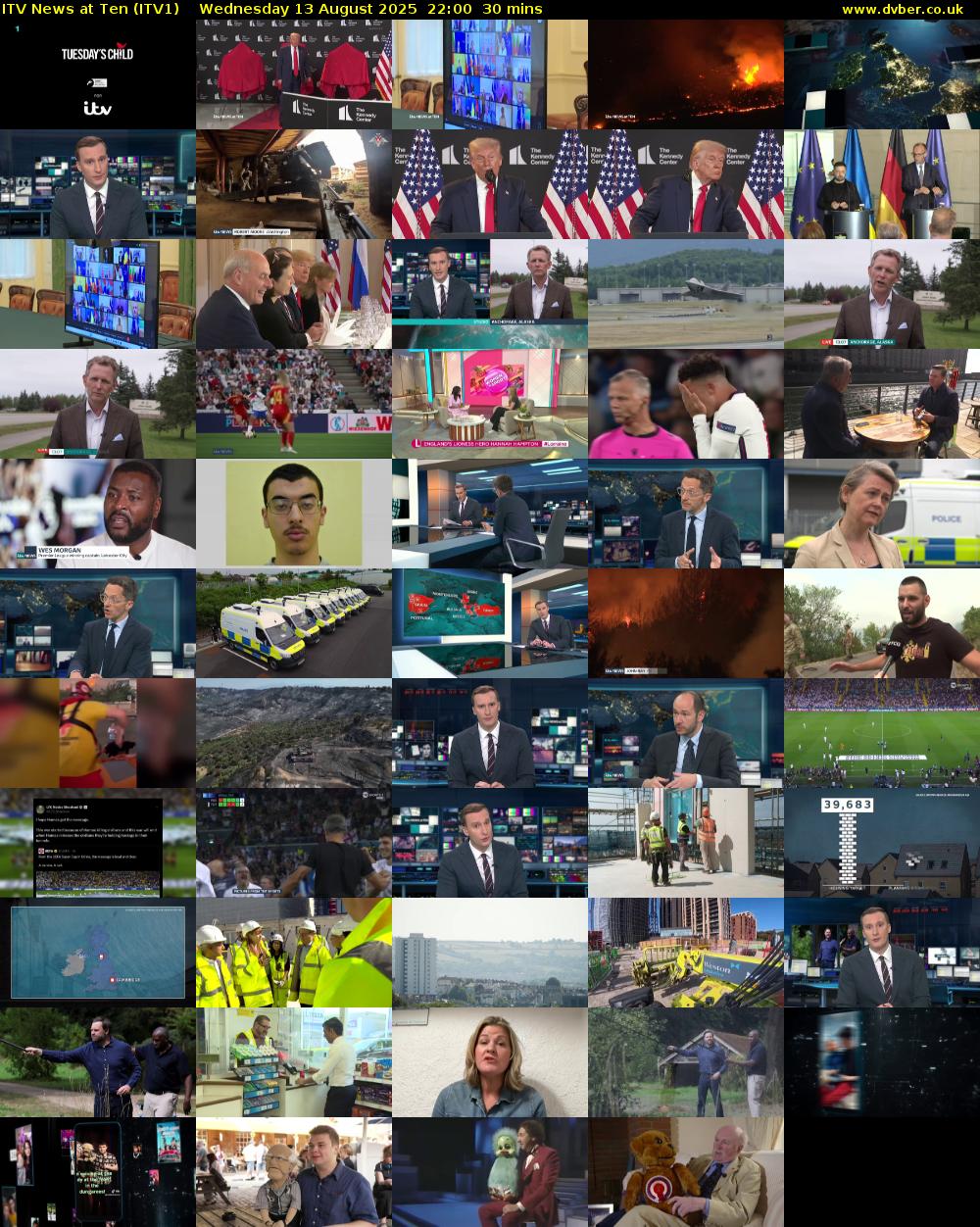 ITV News at Ten (ITV1) Wednesday 13 August 2025 22:00 - 22:30