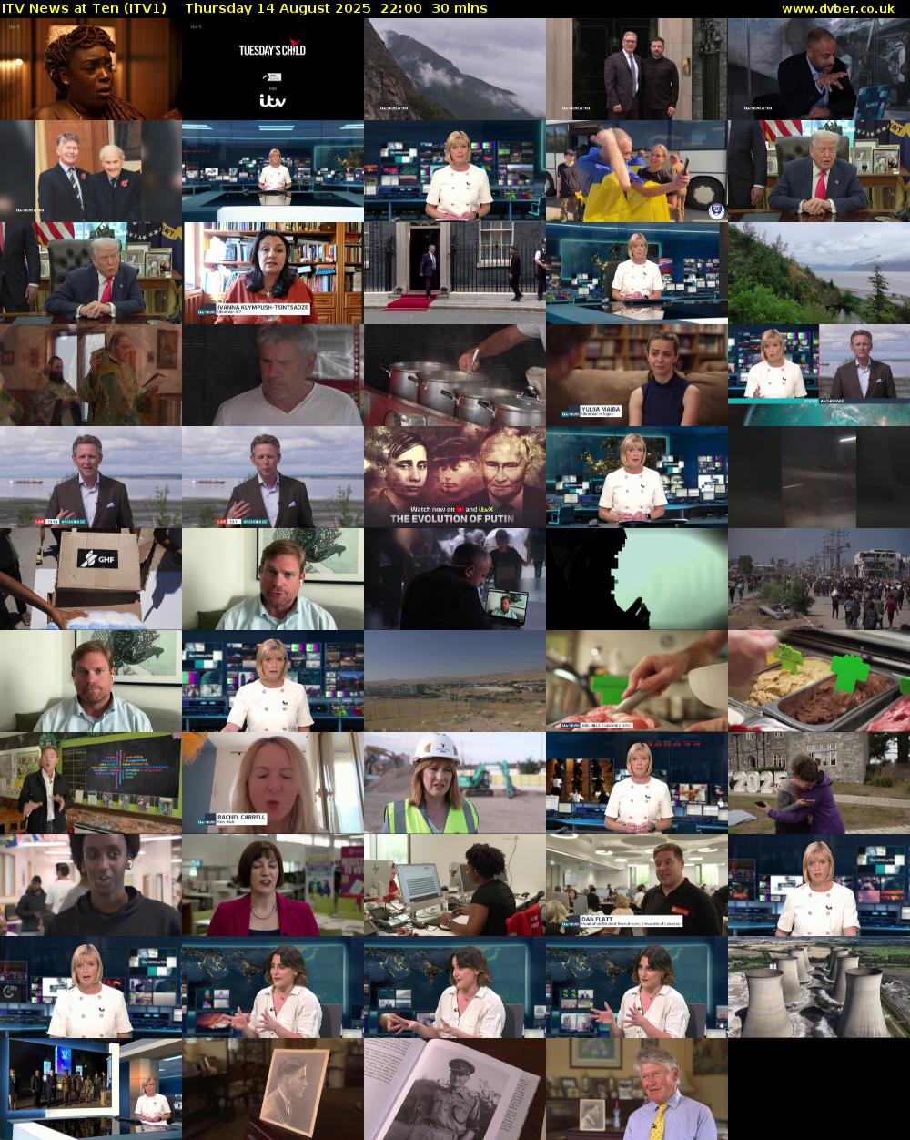 ITV News at Ten (ITV1) Thursday 14 August 2025 22:00 - 22:30