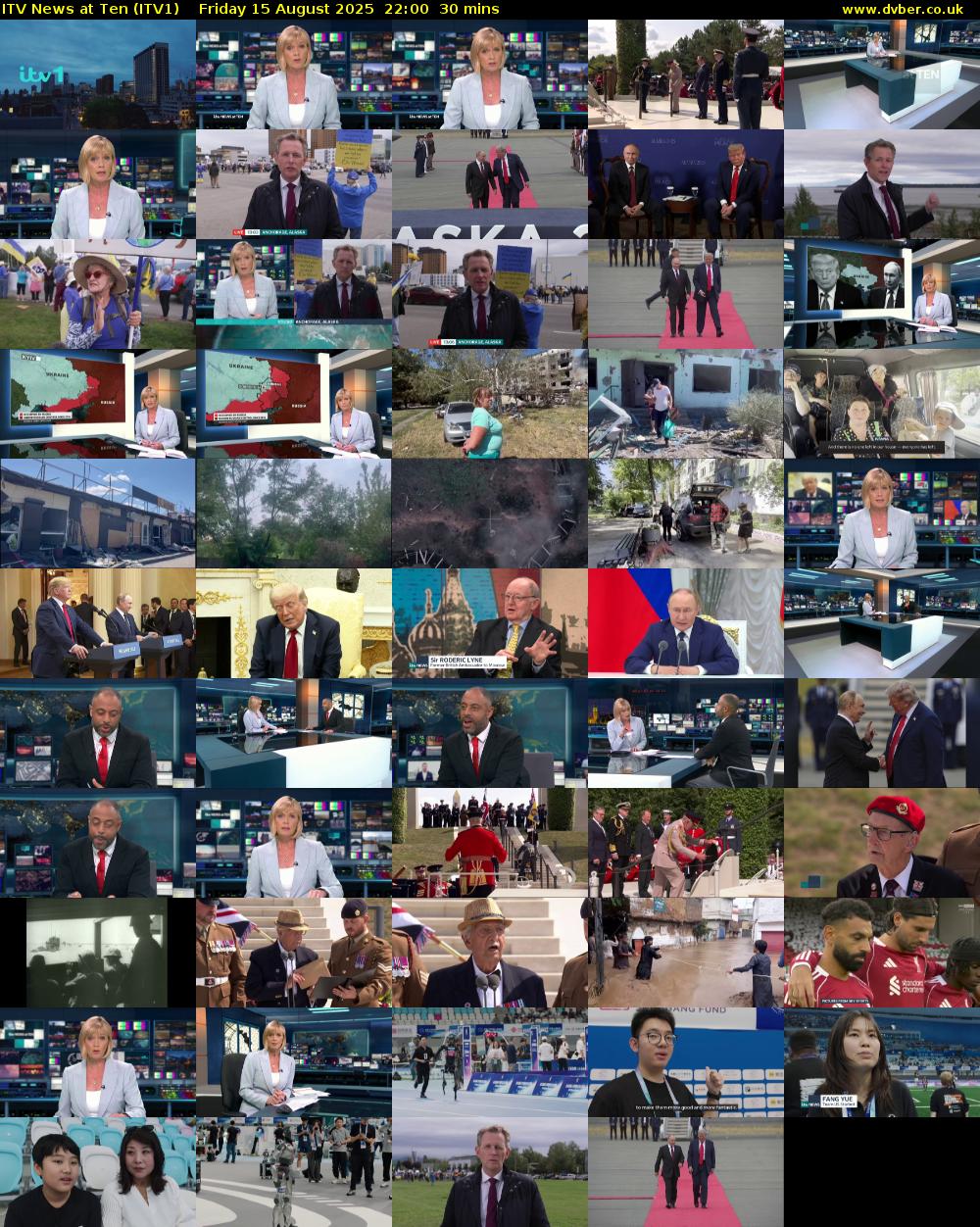 ITV News at Ten (ITV1) Friday 15 August 2025 22:00 - 22:30