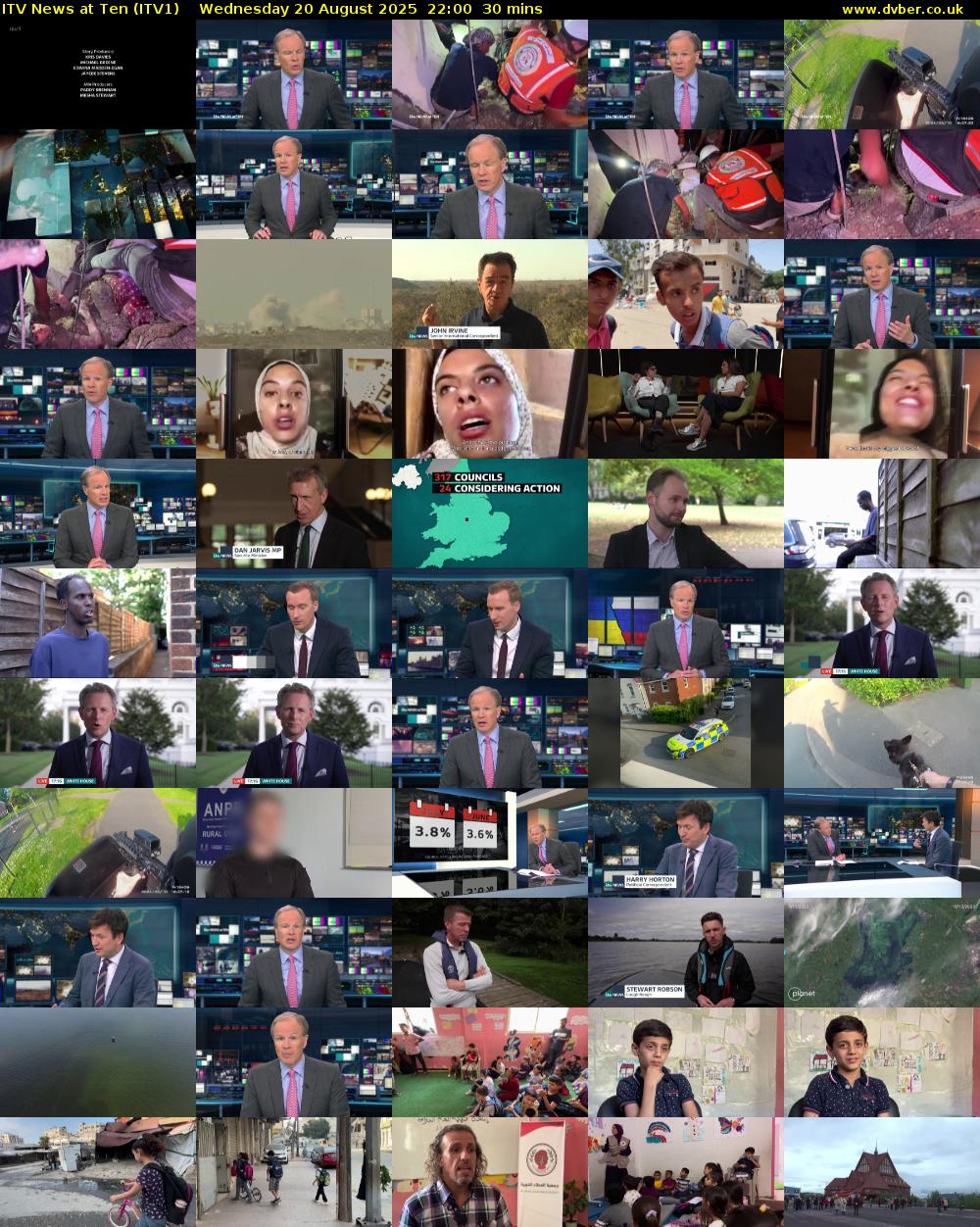ITV News at Ten (ITV1) Wednesday 20 August 2025 22:00 - 22:30