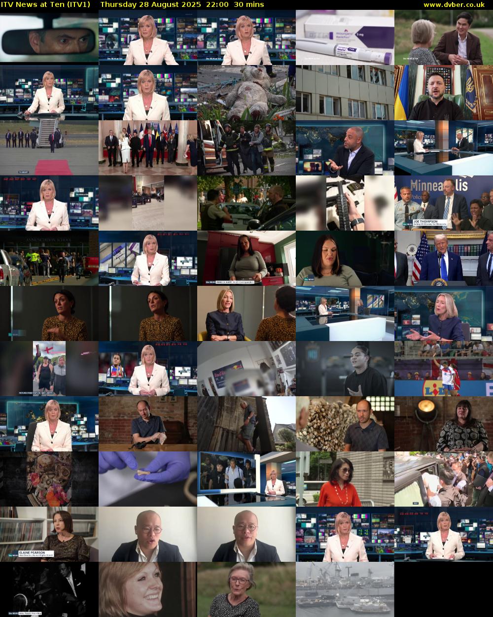 ITV News at Ten (ITV1) Thursday 28 August 2025 22:00 - 22:30