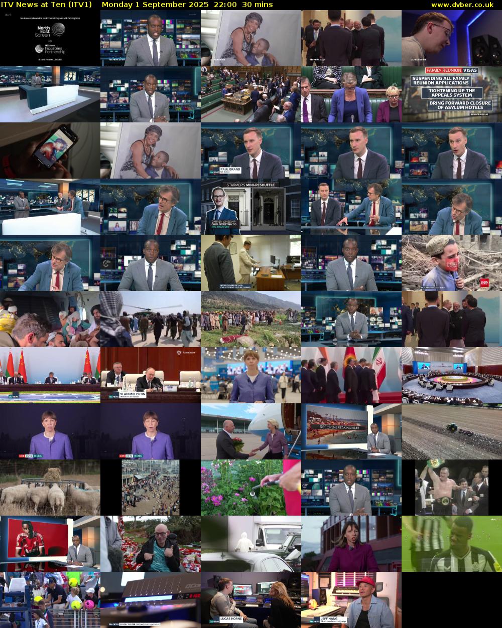 ITV News at Ten (ITV1) Monday 1 September 2025 22:00 - 22:30