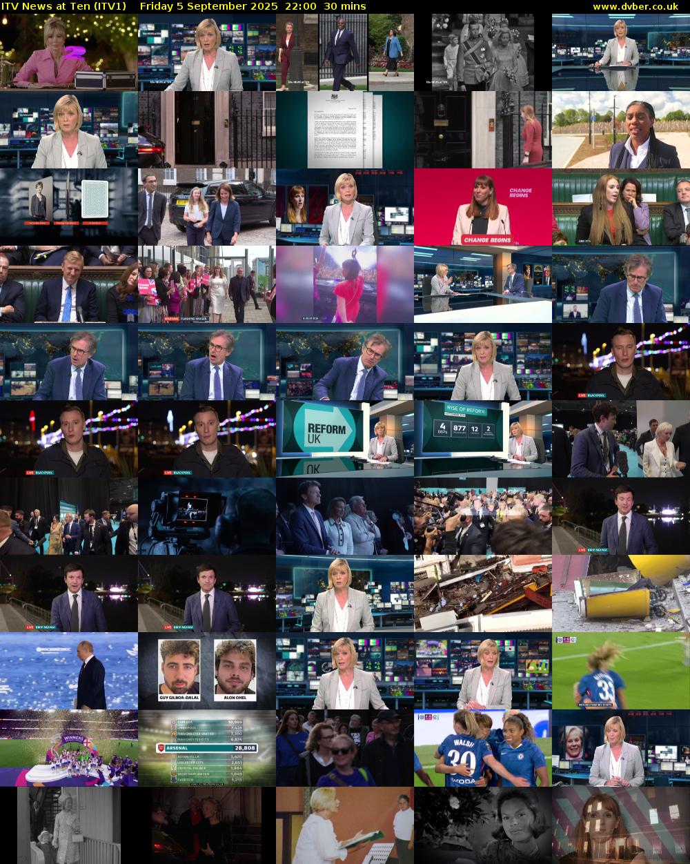 ITV News at Ten (ITV1) Friday 5 September 2025 22:00 - 22:30