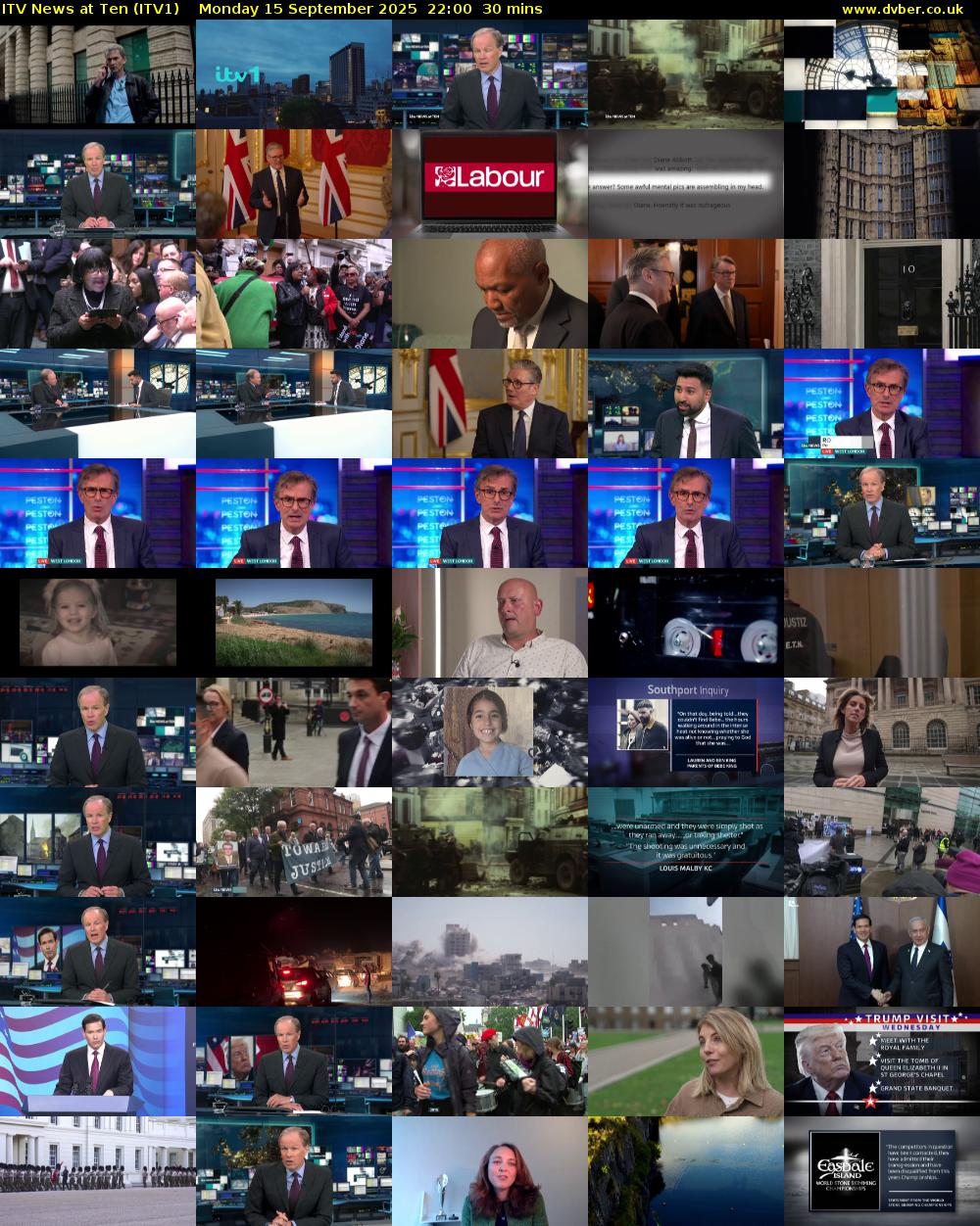 ITV News at Ten (ITV1) Monday 15 September 2025 22:00 - 22:30