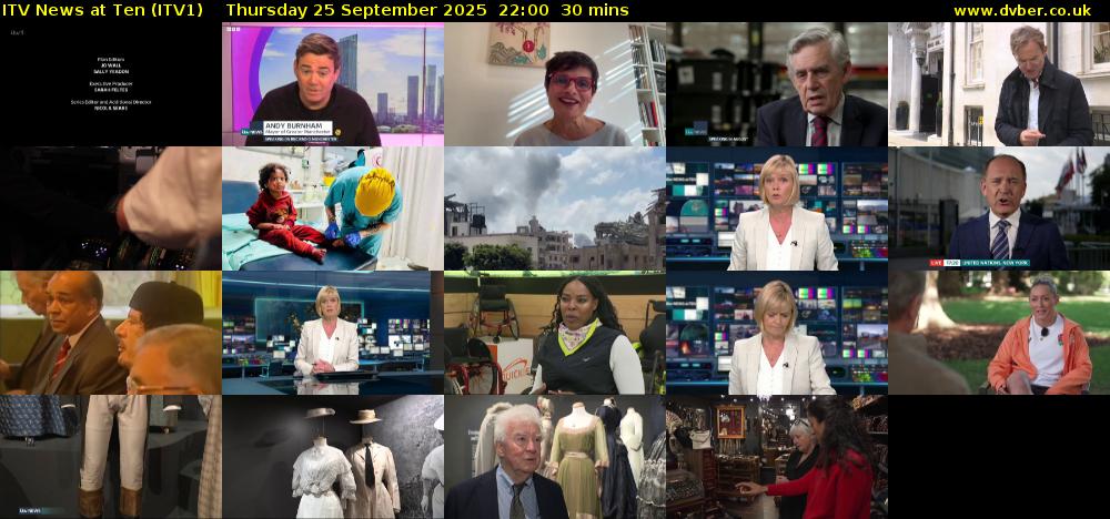 ITV News at Ten (ITV1) Thursday 25 September 2025 22:00 - 22:30