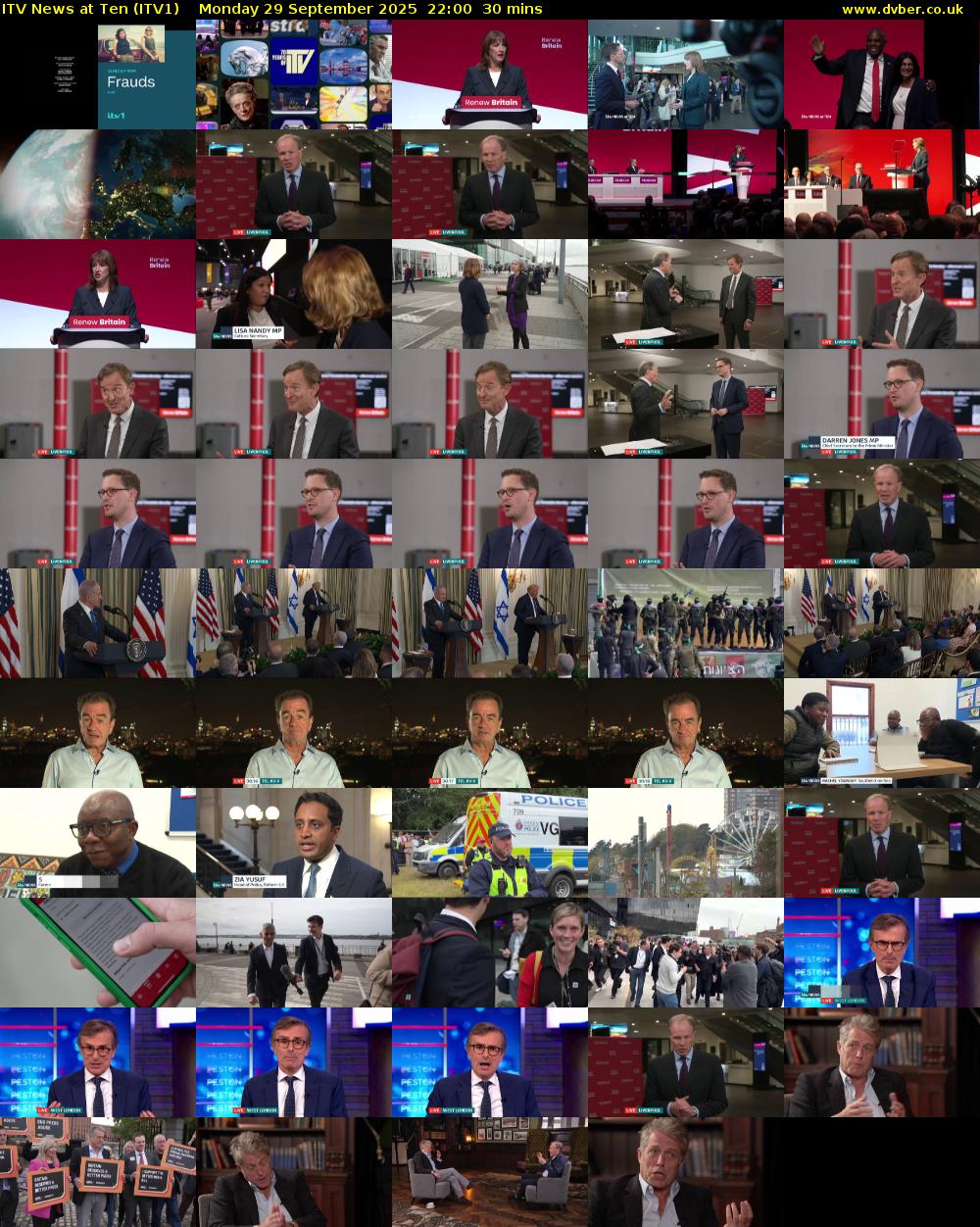 ITV News at Ten (ITV1) Monday 29 September 2025 22:00 - 22:30