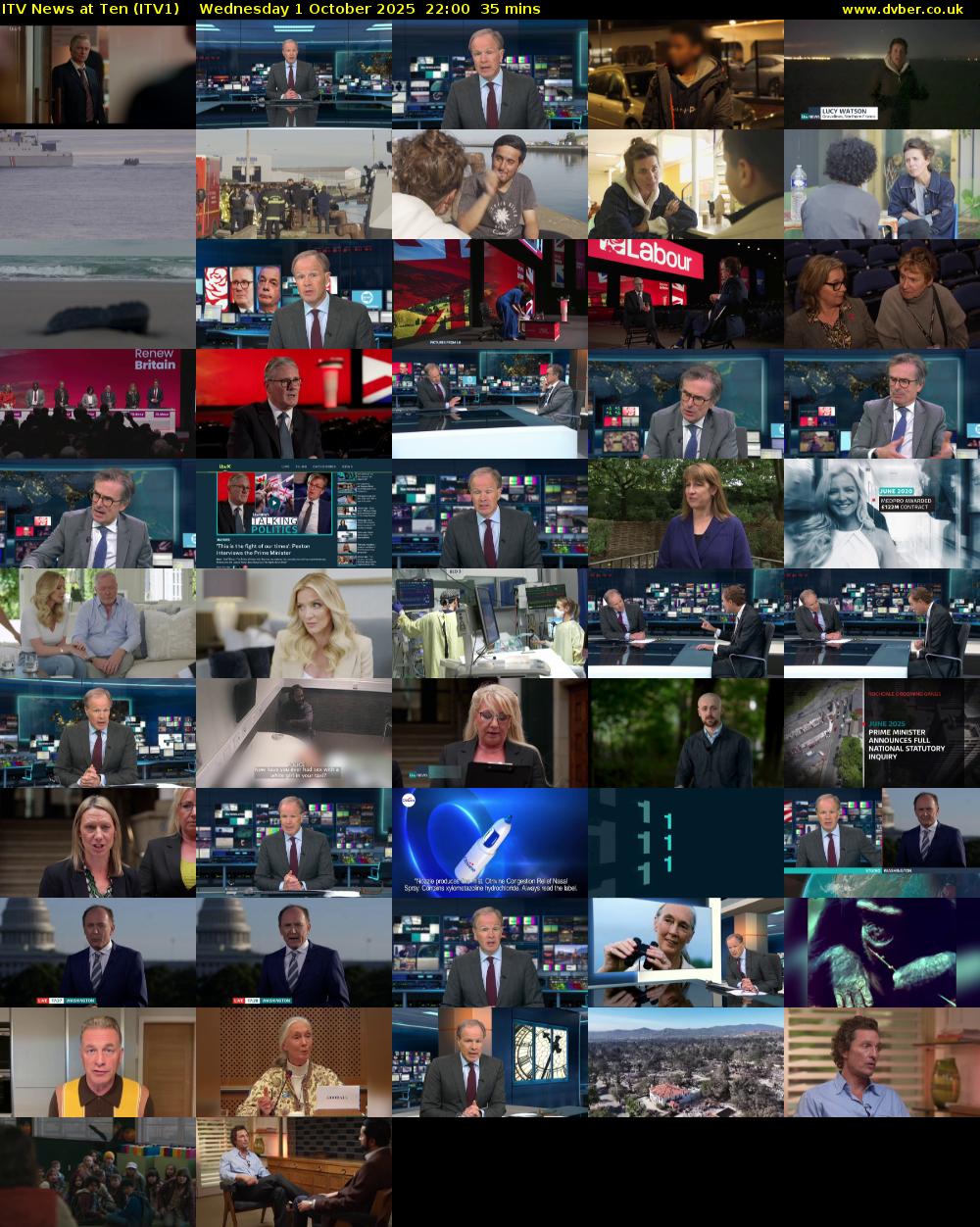 ITV News at Ten (ITV1) Wednesday 1 October 2025 22:00 - 22:35