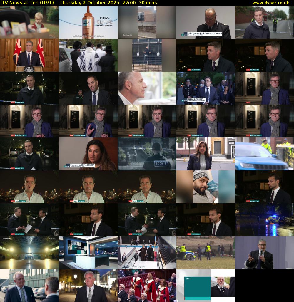 ITV News at Ten (ITV1) Thursday 2 October 2025 22:00 - 22:30