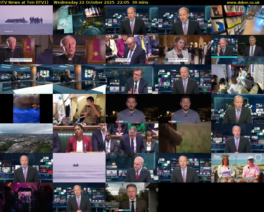 ITV News at Ten (ITV1) Wednesday 22 October 2025 22:05 - 22:35