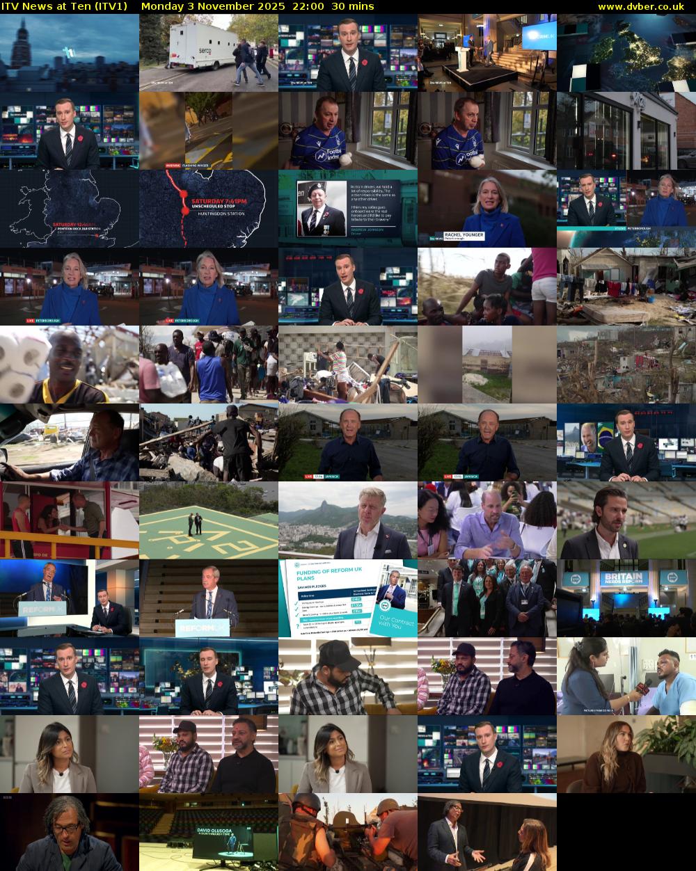 ITV News at Ten (ITV1) Monday 3 November 2025 22:00 - 22:30