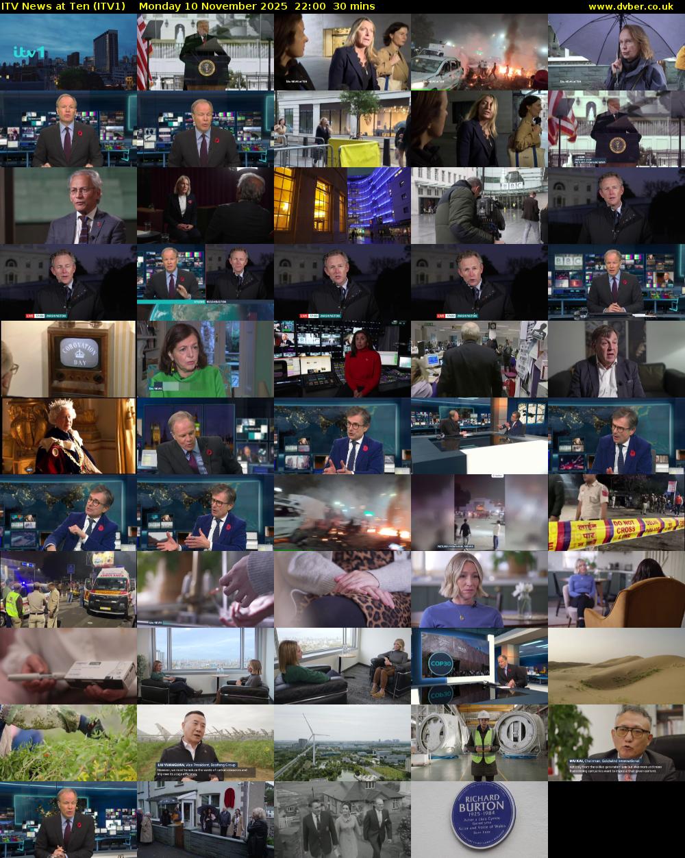 ITV News at Ten (ITV1) Monday 10 November 2025 22:00 - 22:30