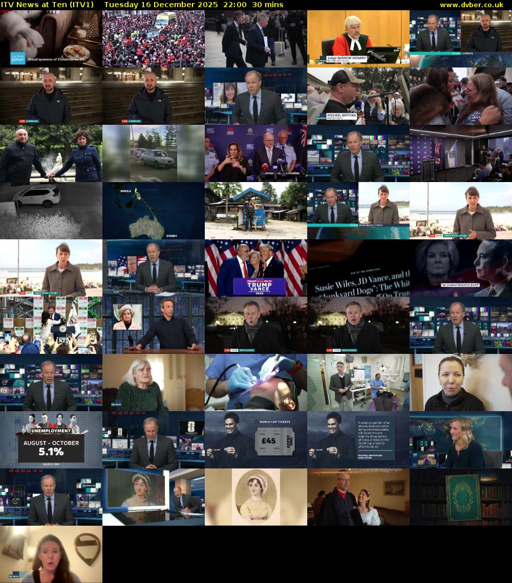 ITV News at Ten (ITV1) Tuesday 16 December 2025 22:00 - 22:30