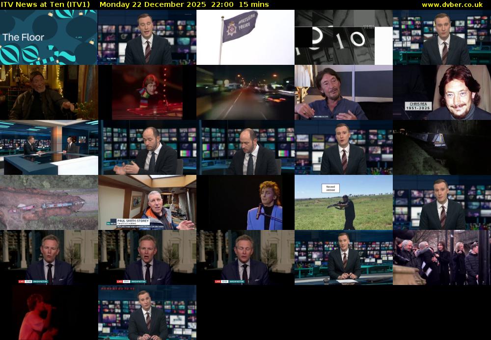 ITV News at Ten (ITV1) Monday 22 December 2025 22:00 - 22:15