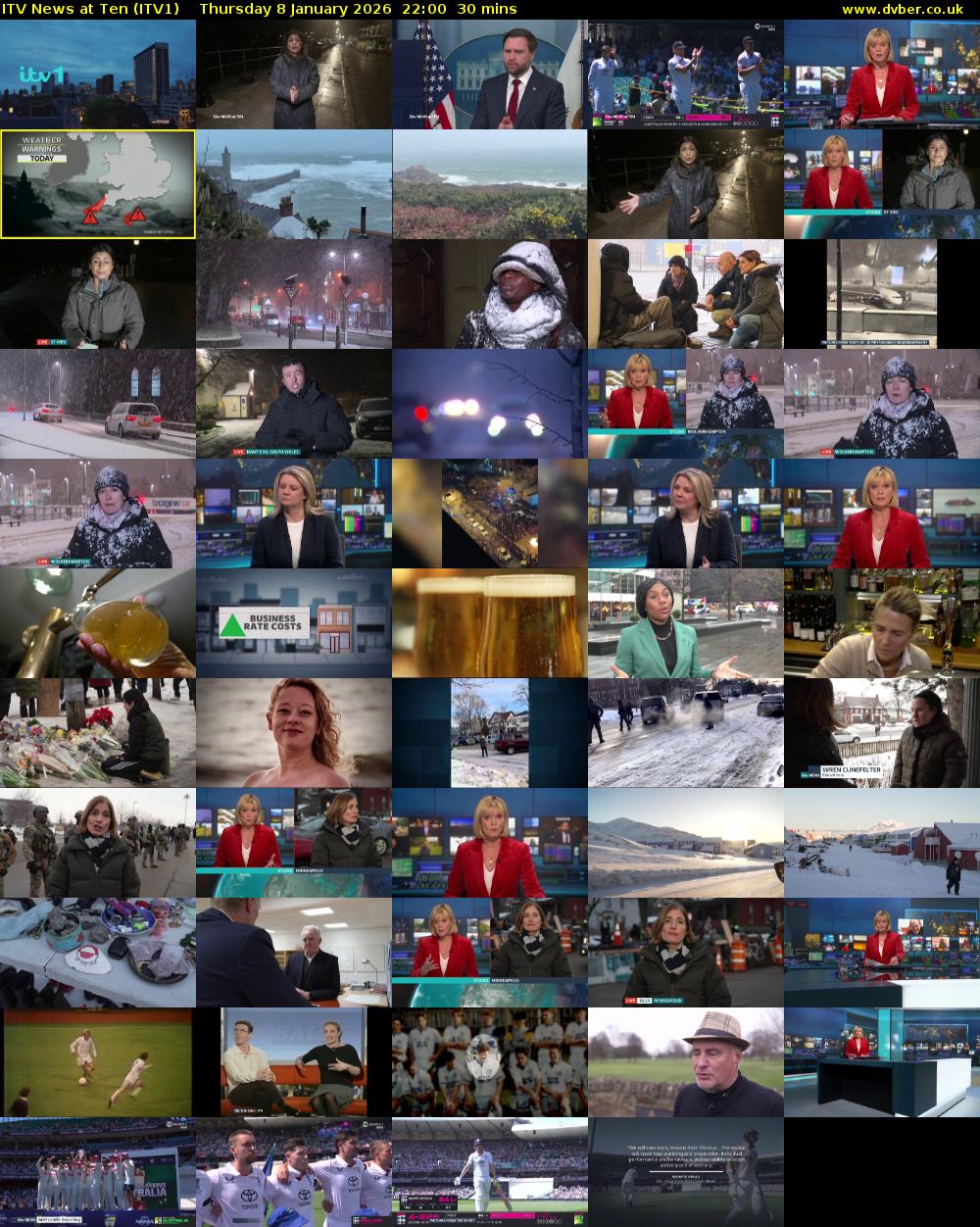 ITV News at Ten (ITV1) Thursday 8 January 2026 22:00 - 22:30