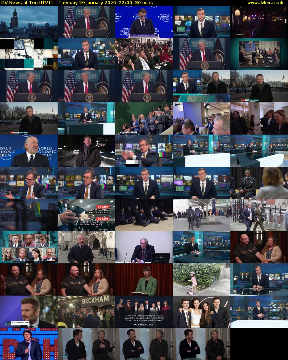 ITV News at Ten (ITV1) Tuesday 20 January 2026 22:00 - 22:30