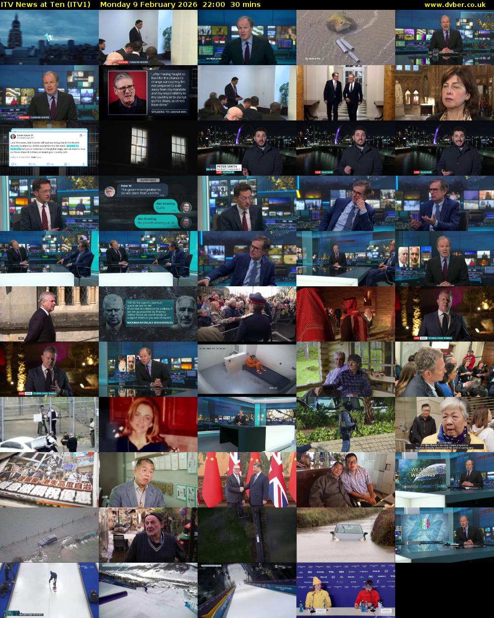 ITV News at Ten (ITV1) Monday 9 February 2026 22:00 - 22:30