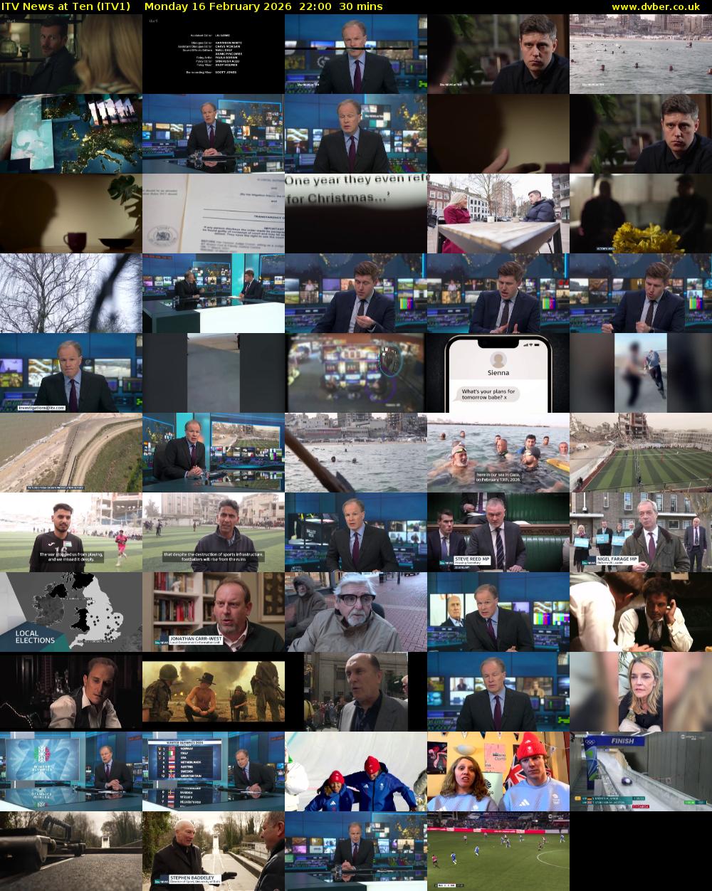 ITV News at Ten (ITV1) Monday 16 February 2026 22:00 - 22:30