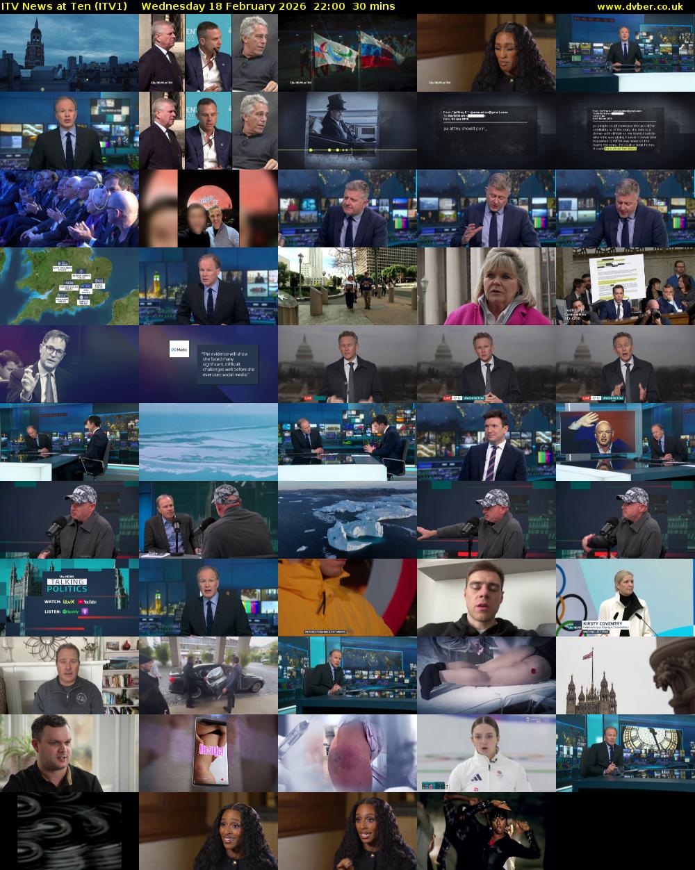 ITV News at Ten (ITV1) Wednesday 18 February 2026 22:00 - 22:30