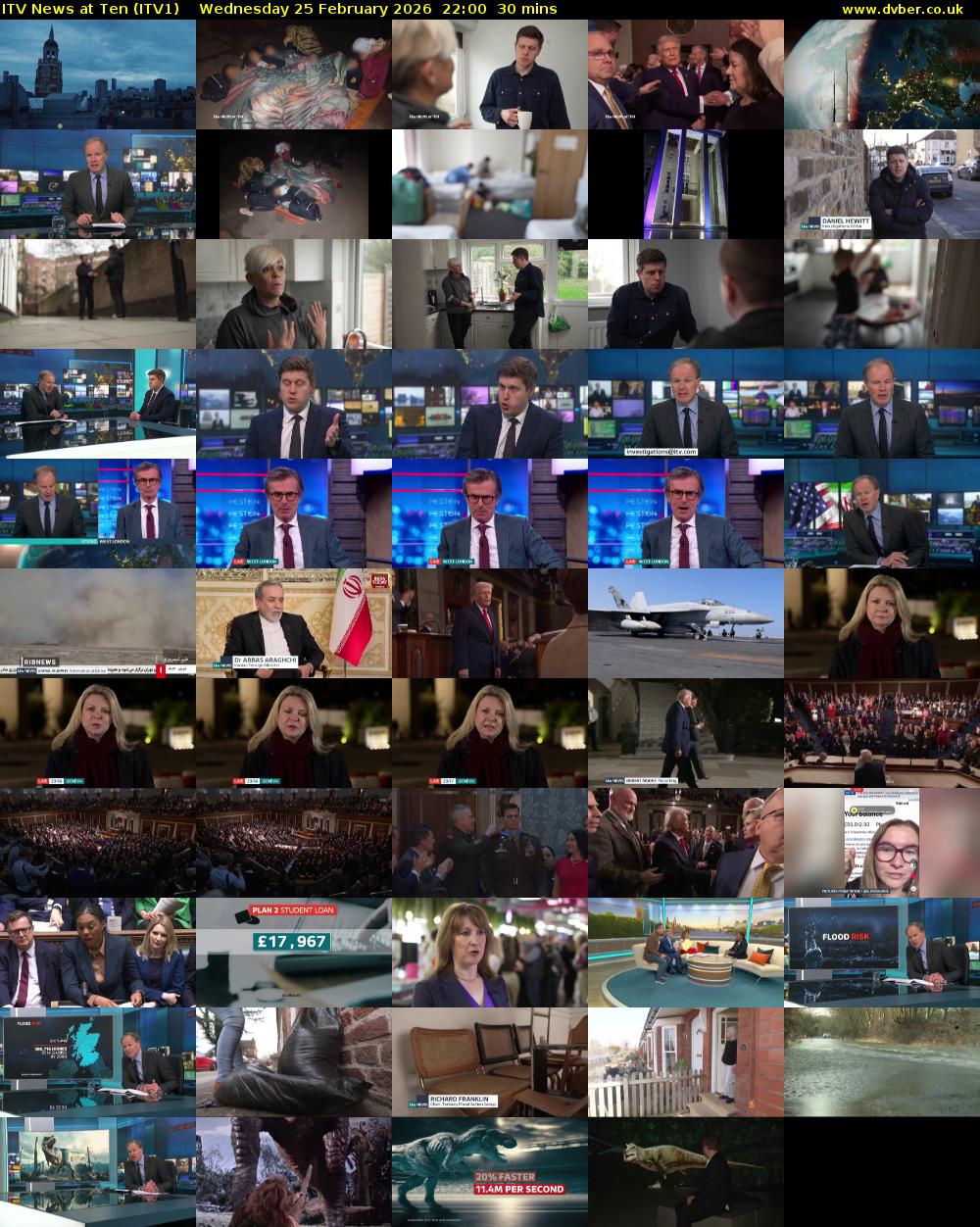ITV News at Ten (ITV1) Wednesday 25 February 2026 22:00 - 22:30