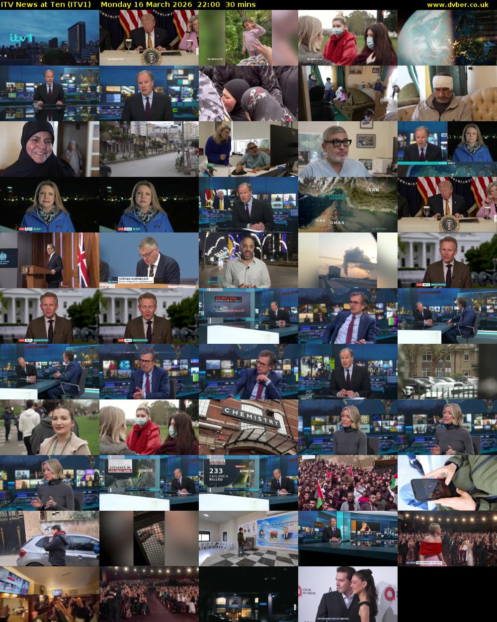 ITV News at Ten (ITV1) Monday 16 March 2026 22:00 - 22:30