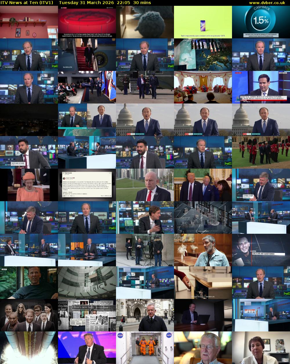 ITV News at Ten (ITV1) Tuesday 31 March 2026 22:05 - 22:35