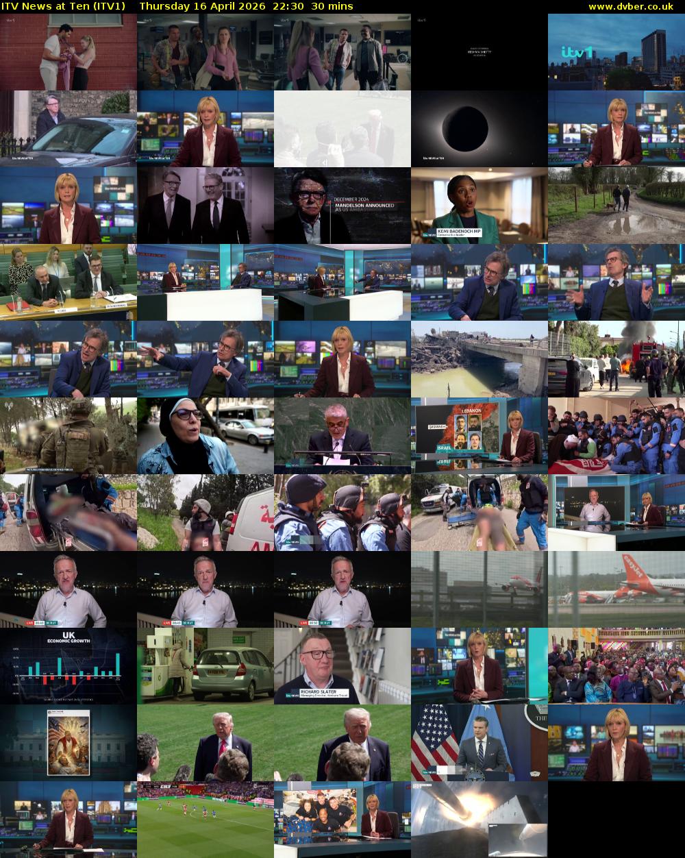 ITV News at Ten (ITV1) Thursday 16 April 2026 22:30 - 23:00