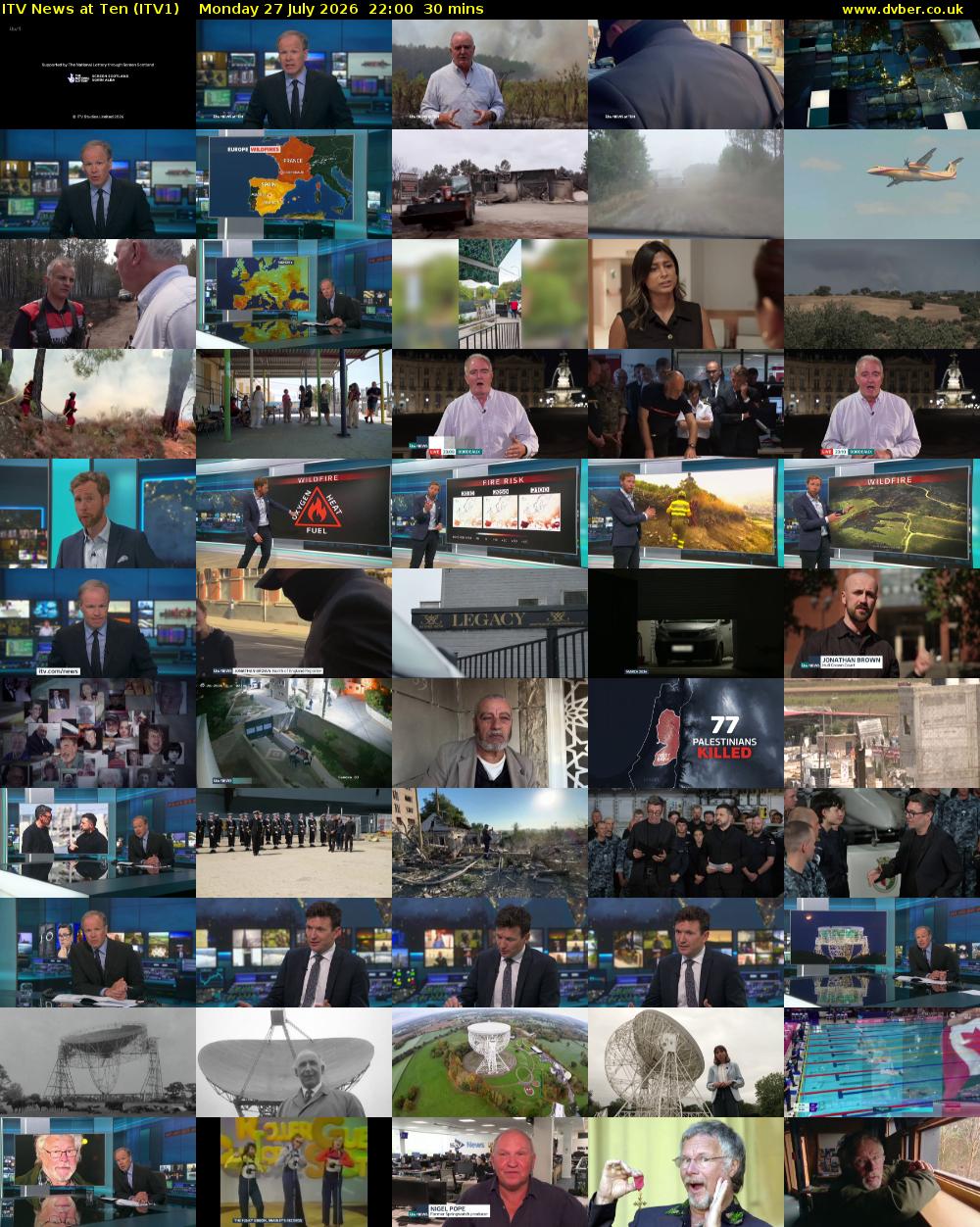 ITV News at Ten (ITV1) Monday 27 July 2026 22:00 - 22:30